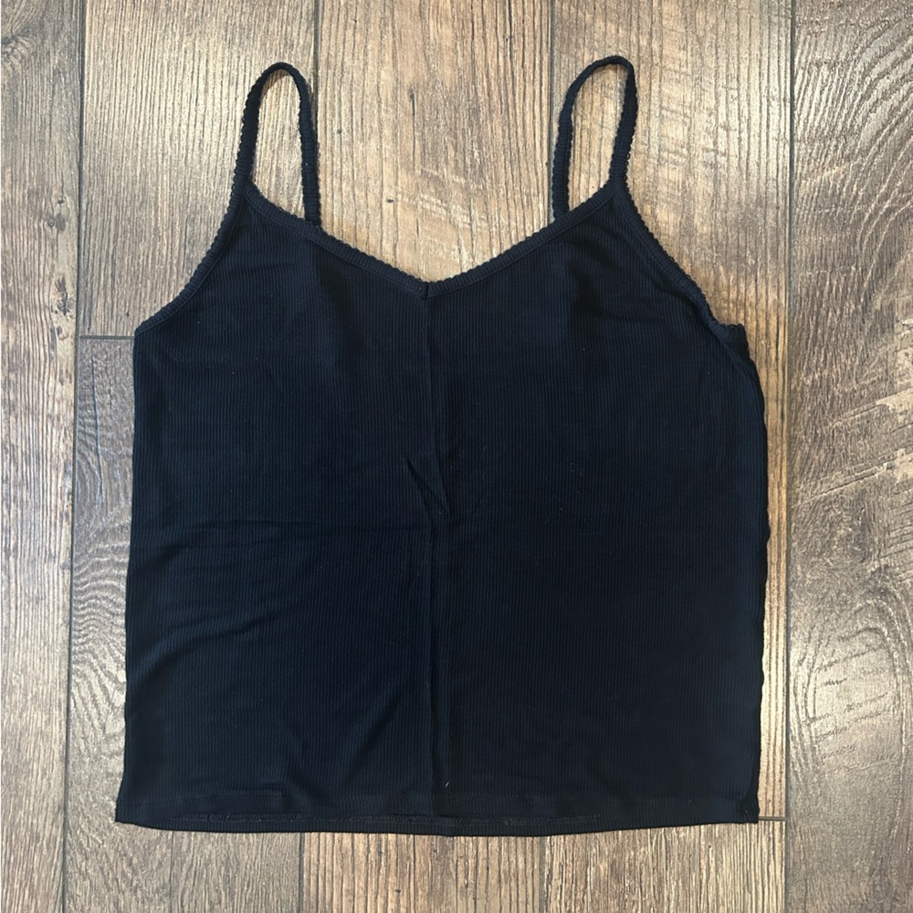 American Eagle Outfitters Black Ribbed Spaghetti Strap Cami